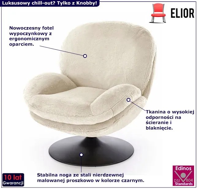 Kremowy nowoczesny fotel wypoczynkowy N2-P09