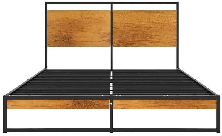 Czarne industrialne łóżko z metalu 120x200 cm - Zana