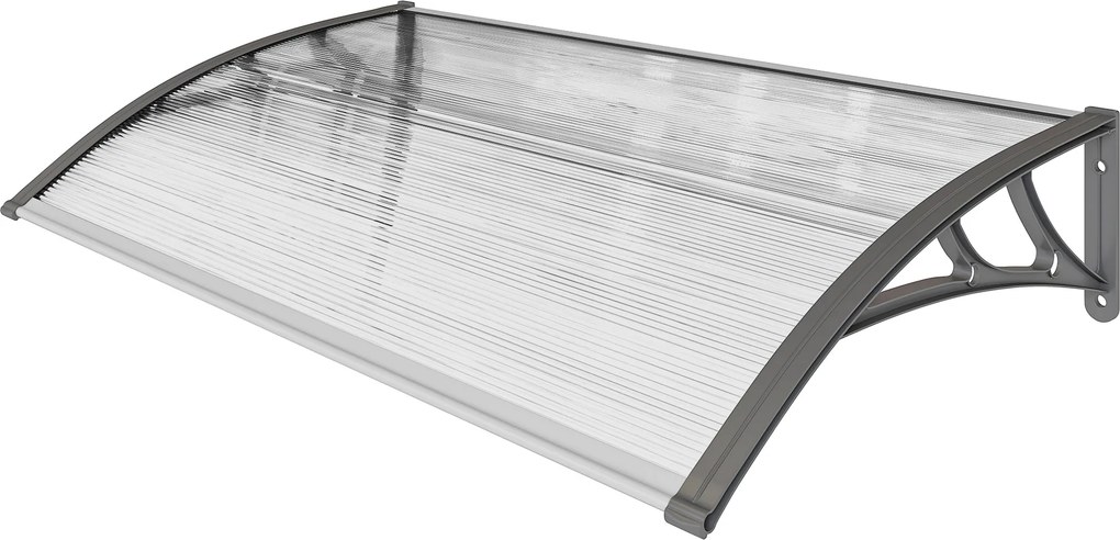 Outsunny Zadaszenie drzwiowe, ochrona przed deszczem, wiatrem i gradem, poliwęglan, aluminium, 110 x 60 x 18 cm, Szare