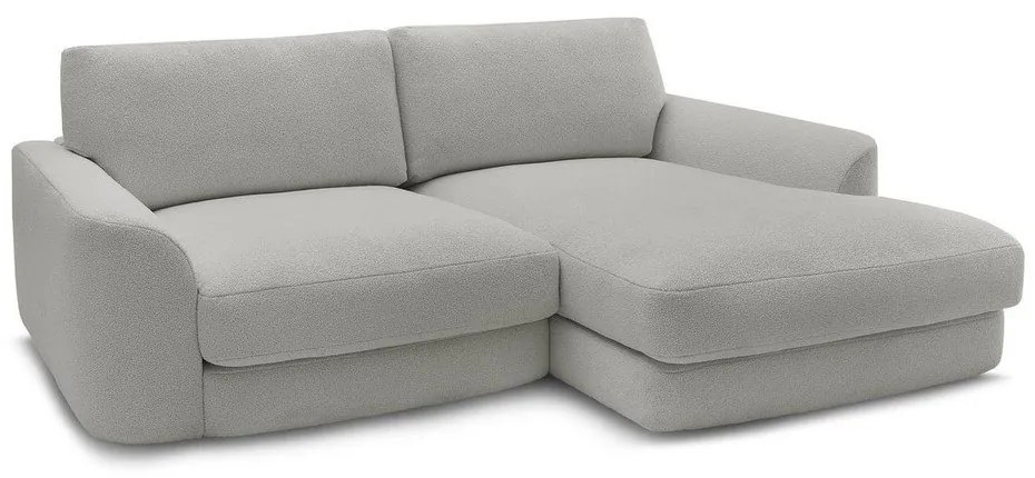 Jasnoszary narożnik z materiału bouclé (prawostronny/z szezlongiem) Leonore – Bobochic Paris