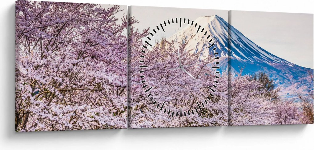 Obraz - Japonia wiosną (z zegarem) (90x30 cm)