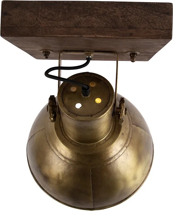 Industrialny reflektor sufitowy brązowy z drewnem 30 cm - Mangoes