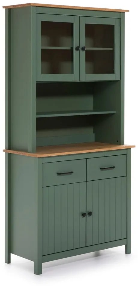 Zielona witryna z litego drewna sosnowego 90x180 cm Miranda – Marckeric