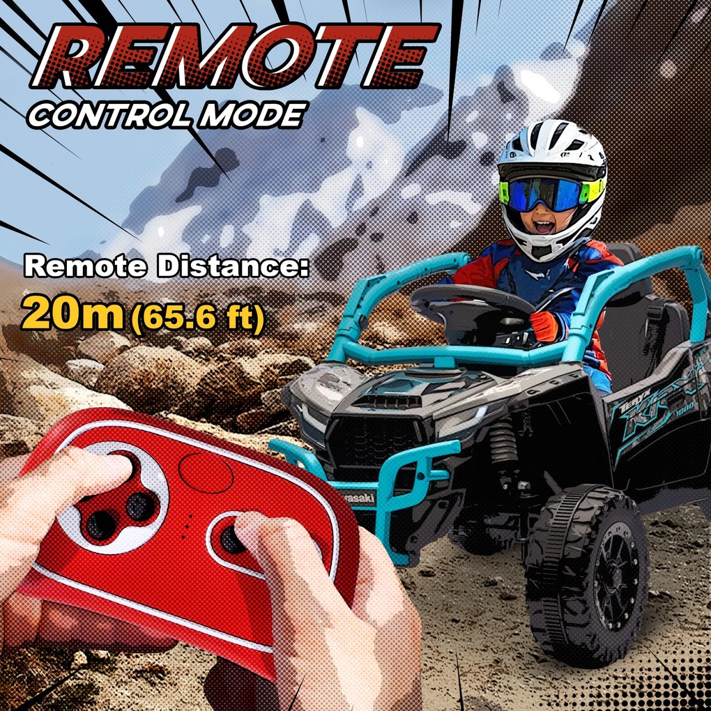 AIYAPLAY 12V Elektryczny pojazd terenowy dla dzieci, pilot, światła LED, muzyka, klakson, dla dzieci 3-8 lat, niebieski