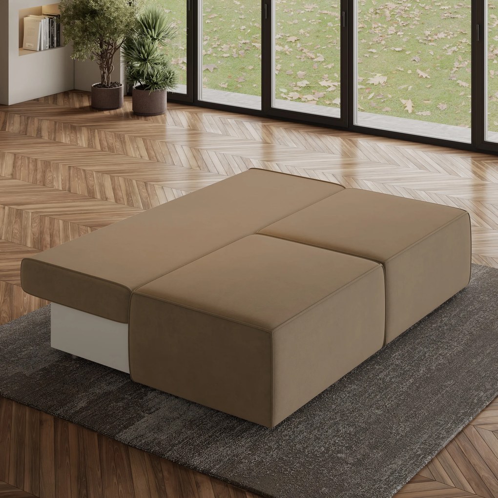 Masseno Narożnik VARNA z funkcją spania i pojemnikiem na pościel Narozniki L, Rozkładana sofa - Beżowy, MONOLITH 09