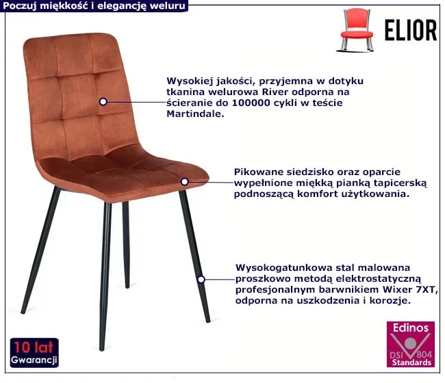 Rude krzesło tapicerowane welurem - Bionis