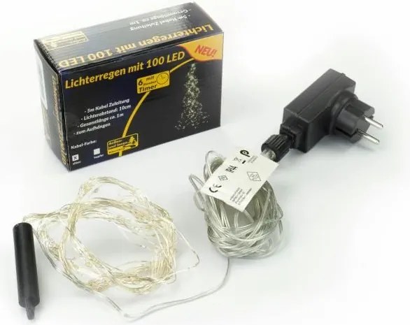 Świąteczna dekoracja świetlna- zszywki, 100 LED, ciepła biel