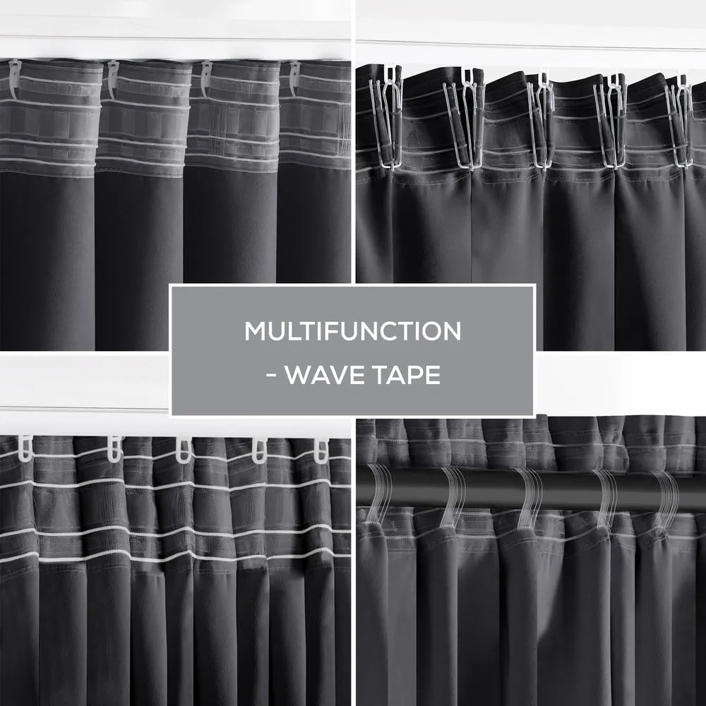 Antracytowa zaciemniająca zasłona termiczna 140x245 cm Pleat – Restilo