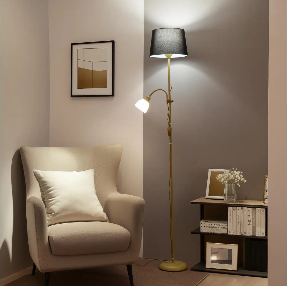 Brilagi - Lampa stojąca CERIA 2w1 1xE27/100W/230V + 1xE14/25W złota/czarna