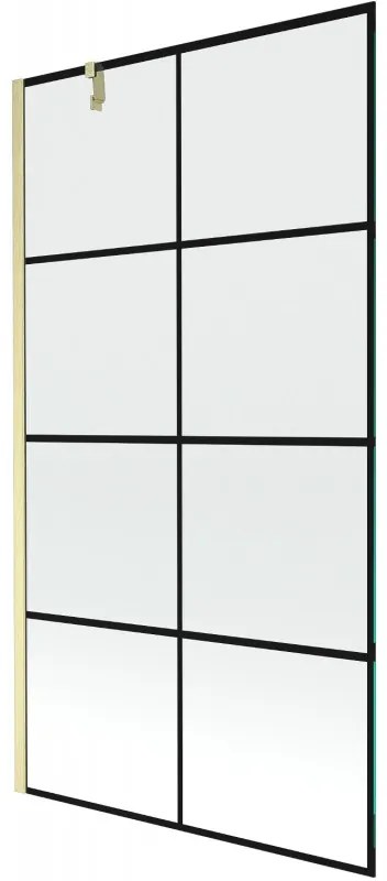 Mexen Next parawan nawannowy 1-skrzydłowy 100 x 150 cm, czarny wzór, złoty szczotkowany - 895-100-000-00-77-55