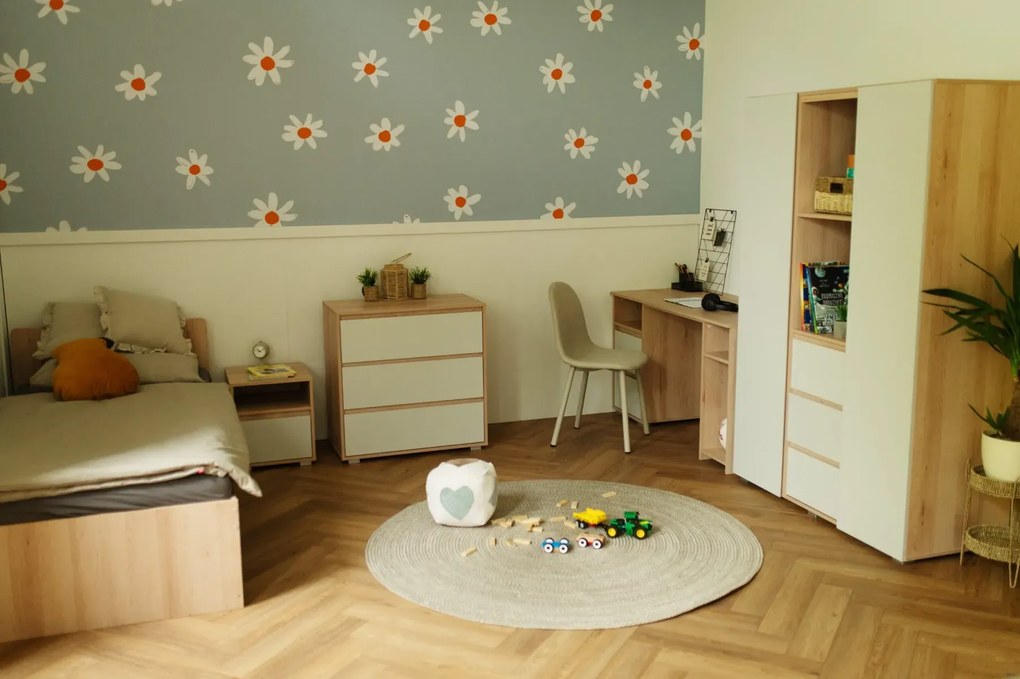 Komoda dla dzieci DALIA 80cm buk/szara LITTLE SKY