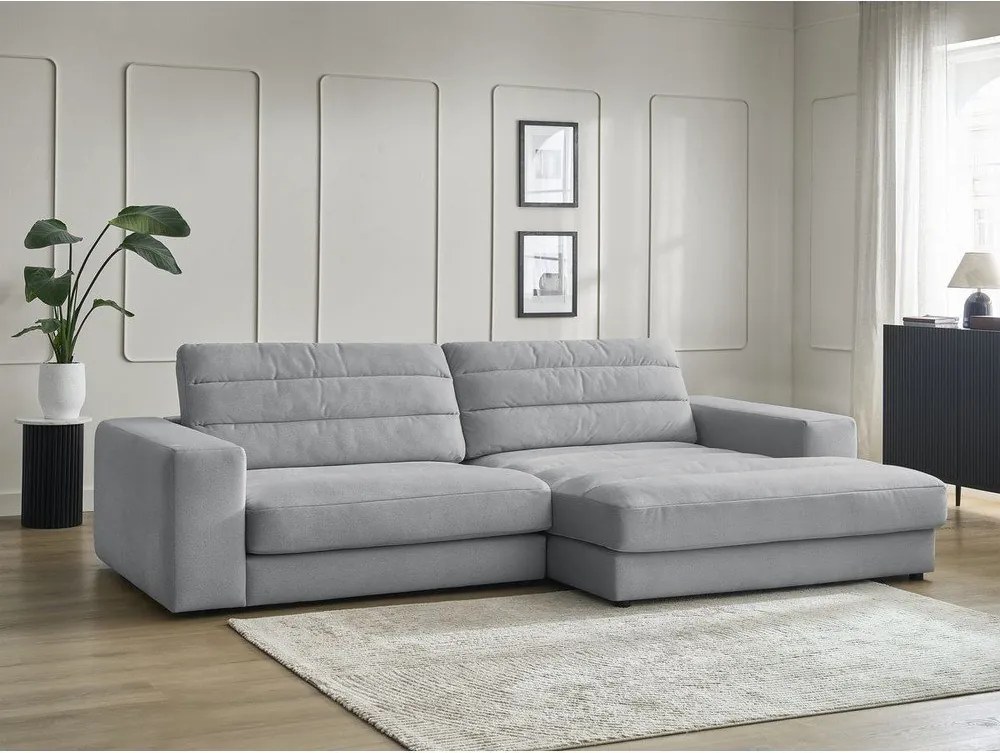 Jasnoszary aksamitny narożnik (prawostronny/z szezlongiem) Sierra – Bobochic Paris