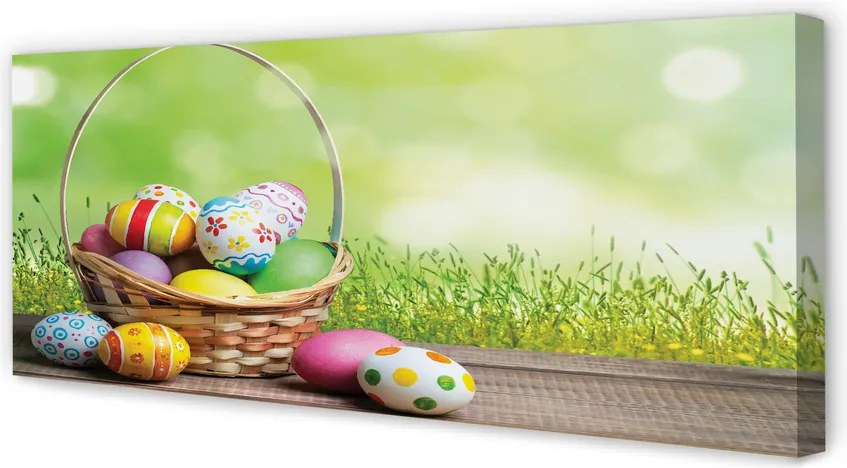 Obraz canvas na ścianę Koszyk z Jajkami na Łące