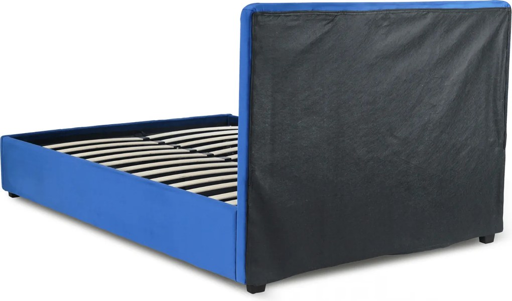 Łóżko Tapicerowane 160x200 cm ze Stelażem Dwuosobowe CROS Welurowe Granatowe