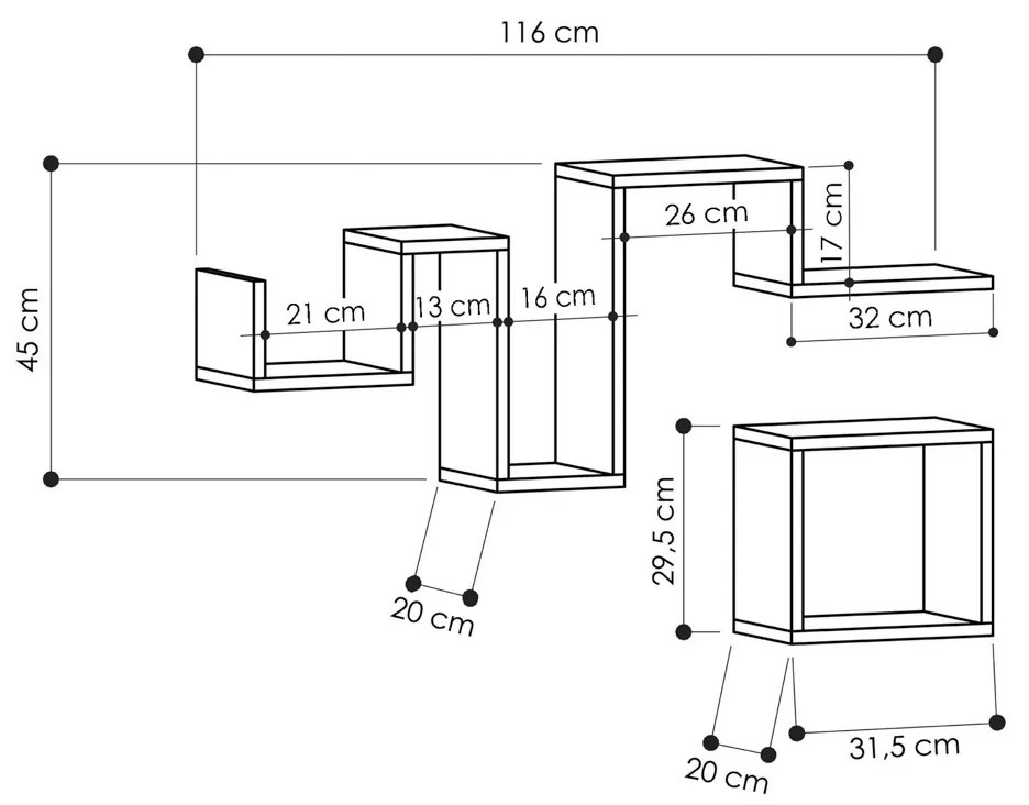 Półka Follow Anthracite, 2 szt.