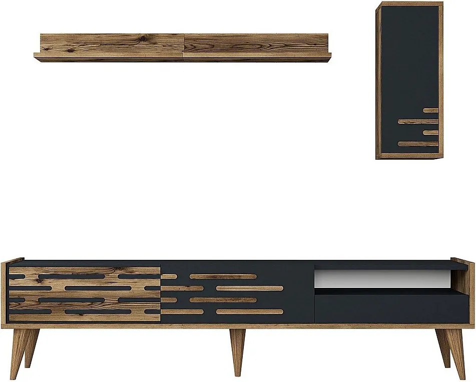 Stojak pod TV – 180 cm – orzech i antracyt – płyta MDF pokryta melaminą