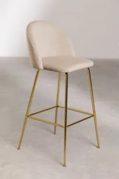 Zestaw 4 Aksamitnych Wysokich Stołków Kana Design Złoto & Pszenica Brązowa & ↑75 Cm - Sklum