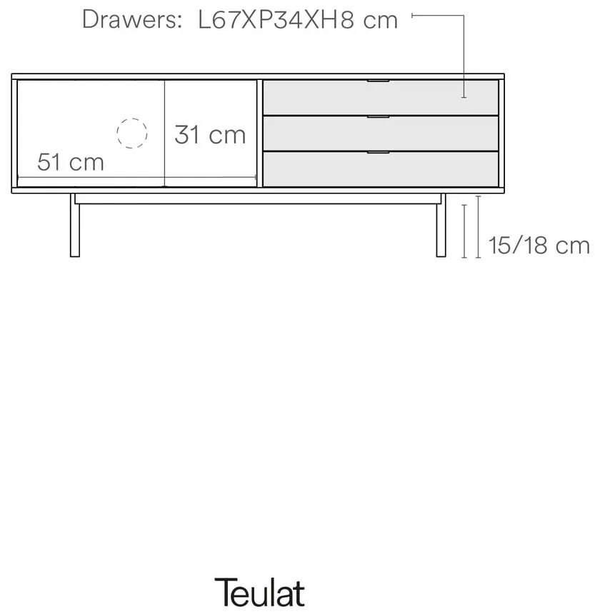 Biało-naturalna szafka pod TV w dekorze dębu 140x52 cm Sierra – Teulat