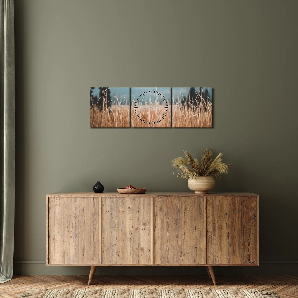Obraz - szczegół łąki (z zegarem) (90x30 cm)