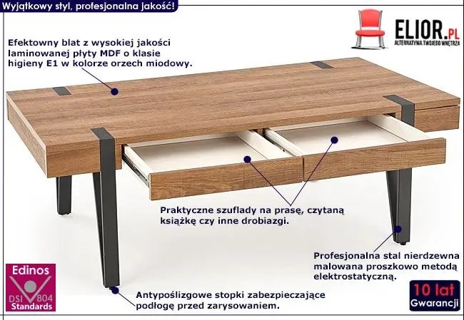 Ława z szufladami orzech miodowy - Nuku
