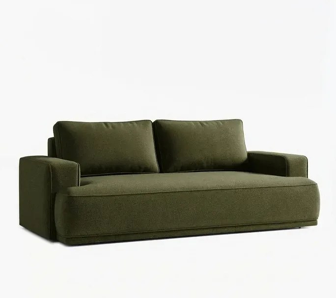 Sofa z Funkcją Spania CAMELIA Oliwkowa Boucle Japandi