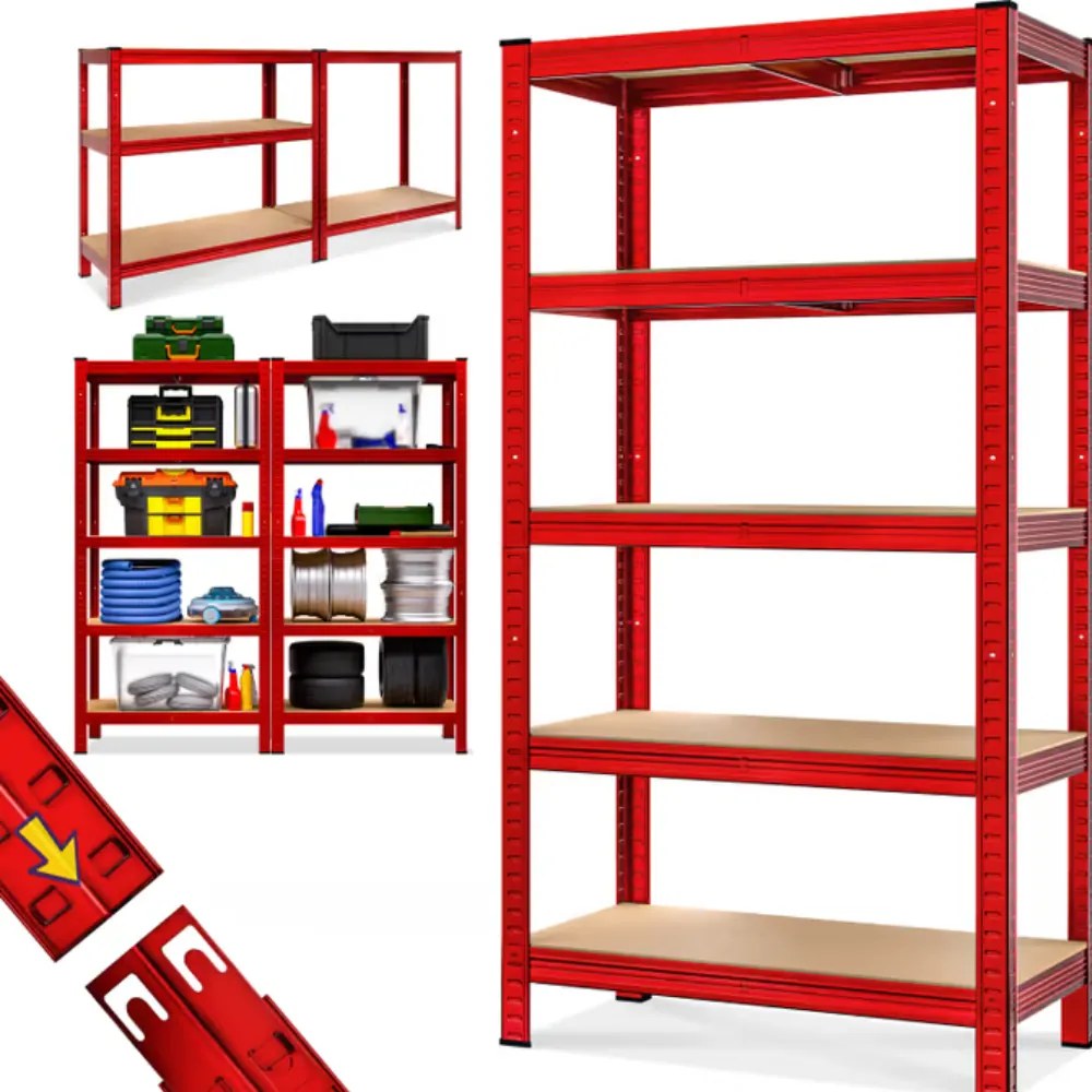 Monzana Regał o dużej nośności HEAVY, max. 875kg, 180×90×40cm, czerwony