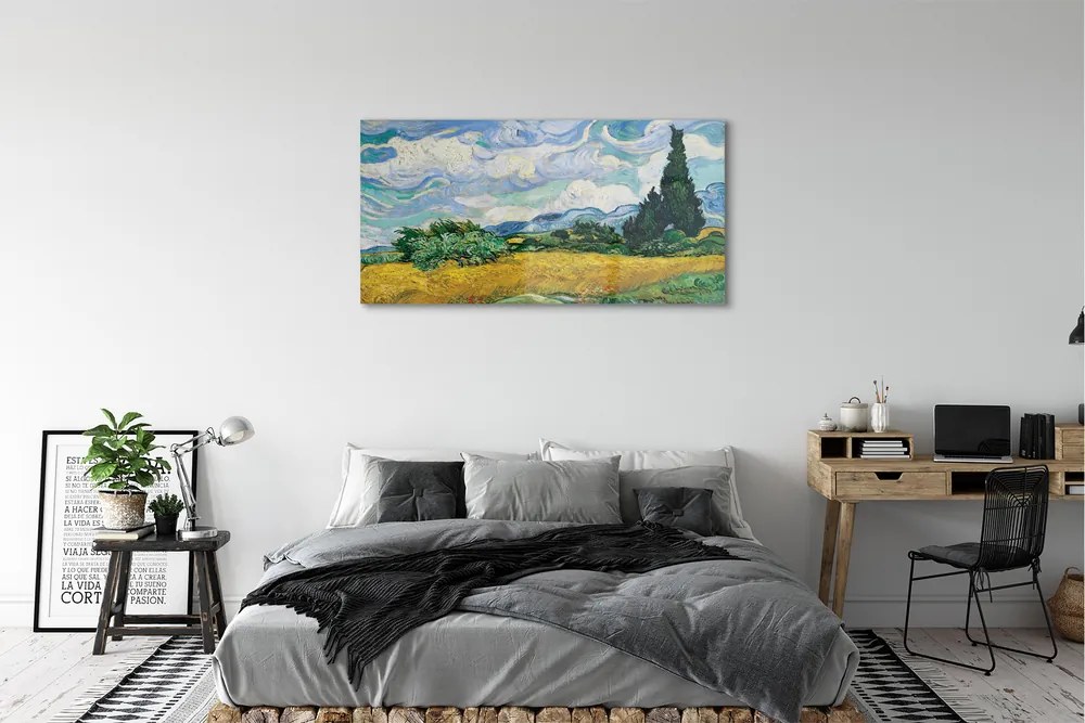 Obraz na szkle Pole pszenicy z cyprysami - Vincent van Gogh