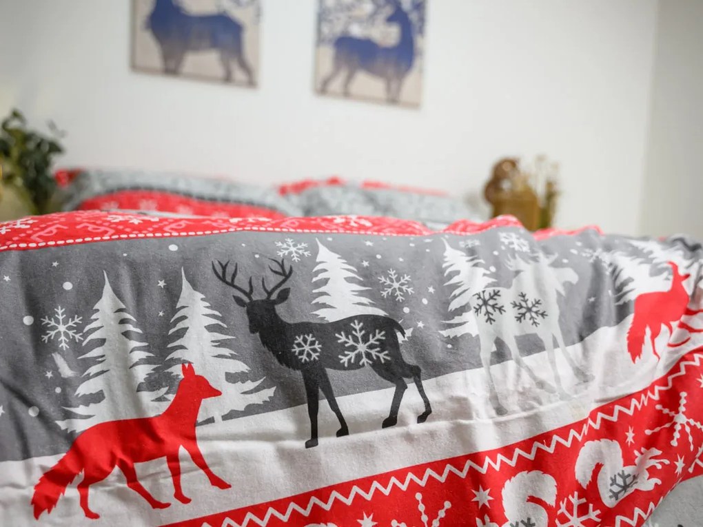 PrzytulneMieszkanie.pl PrzytulneMieszkanie.pl Flanelowa pościel SNOWY FOREST szara Rozmiar pościeli: 70 x 90 cm | 140 x 200 cm