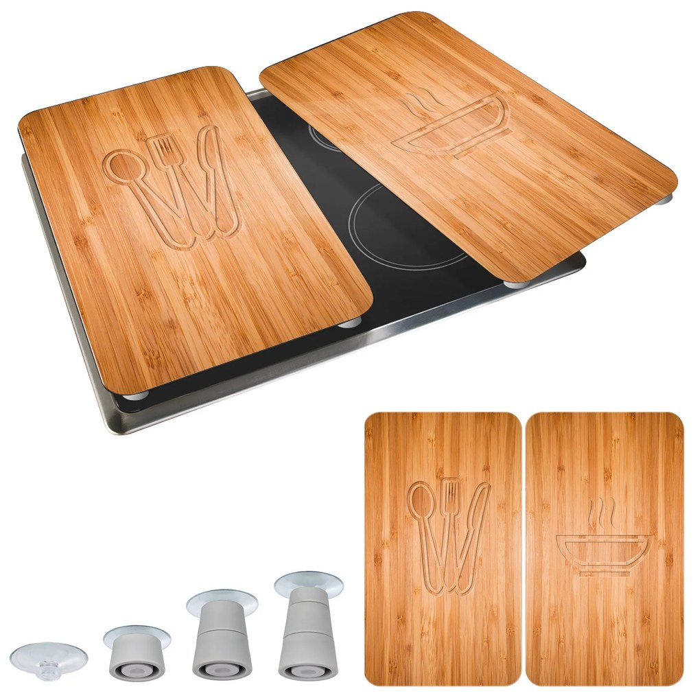 Szklane płyty ochronne LUNCH na kuchenkę – 2 sztuki, WENKO