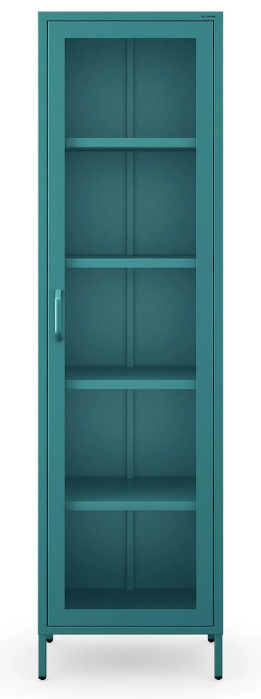 Witryna szklana wąska na nóżkach do salonu morska, 500 x 1800 x 350 mm: LUIGI Modern