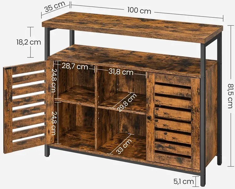 Komoda w stylu loft rustykalny brąz - Legans