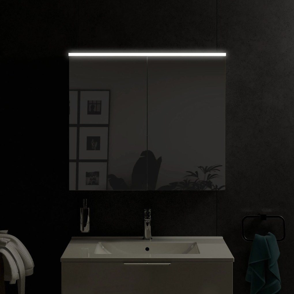 Szafka łazienkowa SOLO z oświetleniem LED i lustrem 80 cm