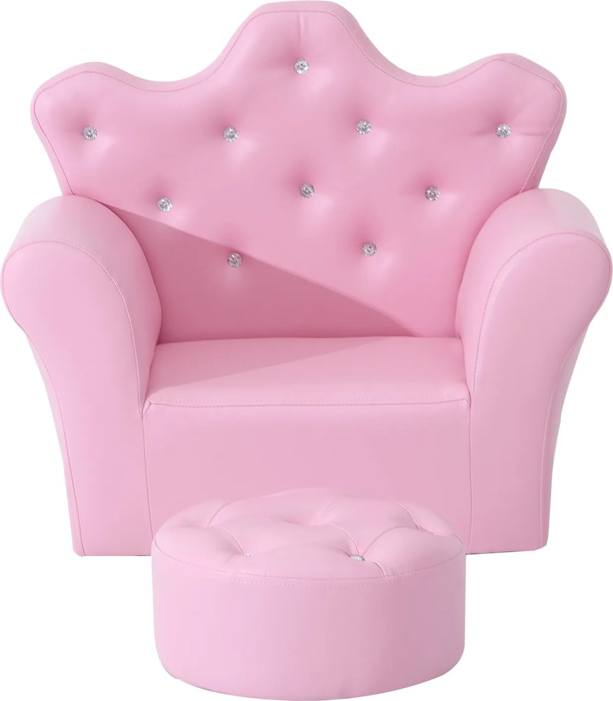 HOMCOM fotel dziecięcy sofa dziecięca miękka z kryształowymi guzikami