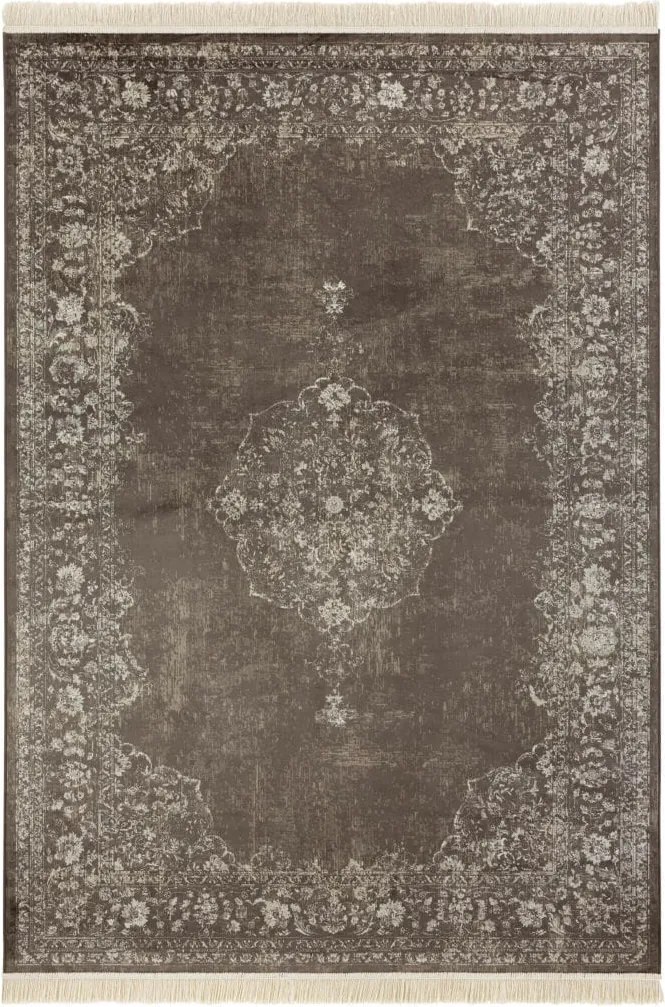 Dywan elegancki Naveh orientalny z frędzlami Medalion Brązowy 160 cm x 230 cm