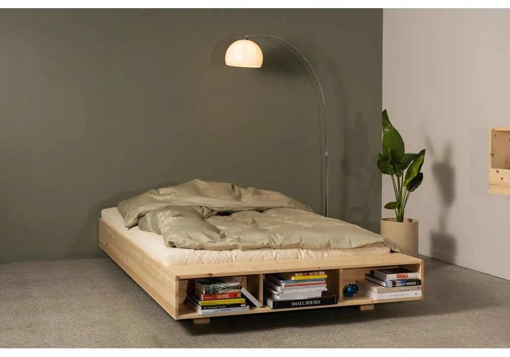 Łóżko dwuosobowe z litego drewna sosnowego ze stelażem 160x200 cm Merge – Karup Design