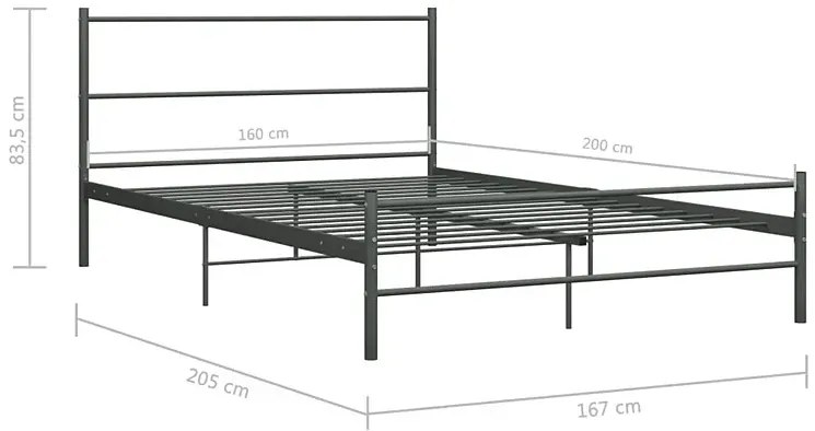 Szare metalowe łóżko dwuosobowe 160x200 cm - Rafael