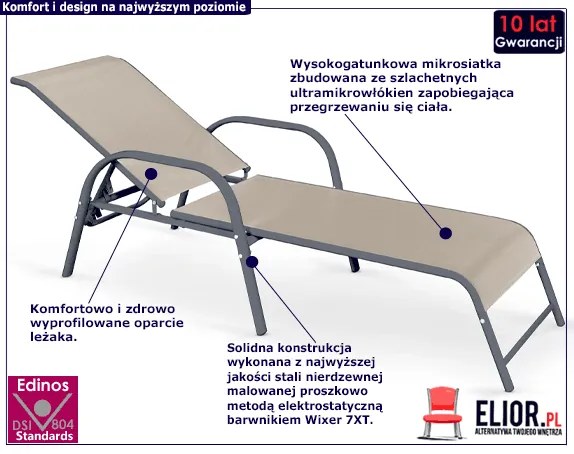 Nowoczesny leżak ogrodowy Parison - popiel