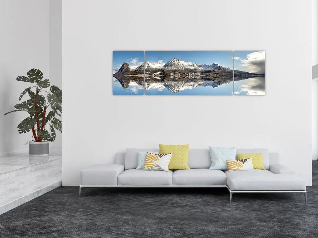 Obraz gór i ich odbicie (170x50 cm)