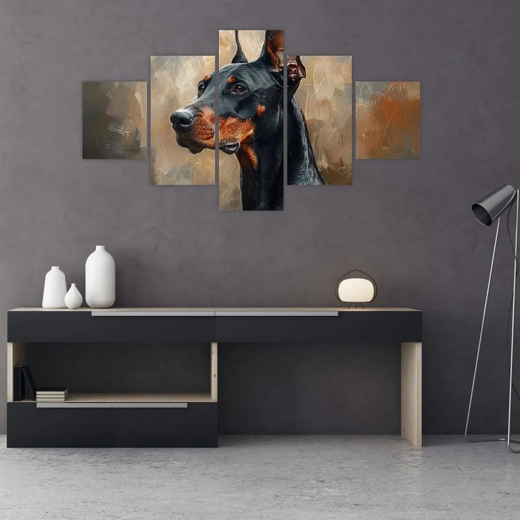 Obraz - Portret Dobrmana (125x70 cm)