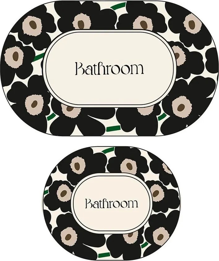 Czarne/beżowe dywaniki łazienkowe zestaw 2 szt. 60x100 cm Oweld – Foutastic