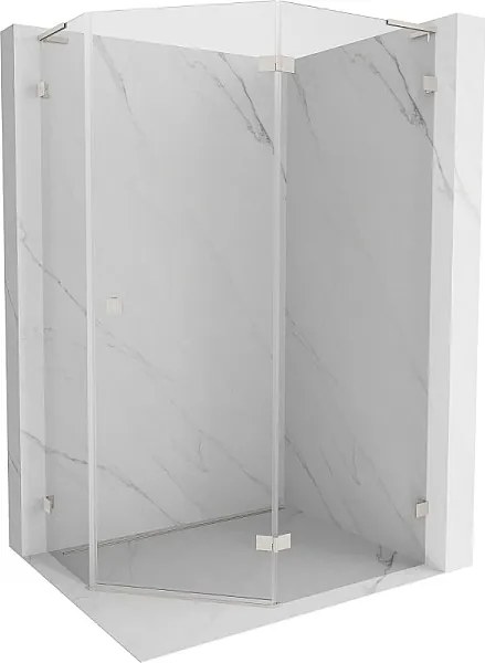 Mexen Lunar L kabina prysznicowa pięciokątna uchylna prawa 100x80 cm, transparent, nikiel szczotkowany - 831L-100P-080L-97-00-P