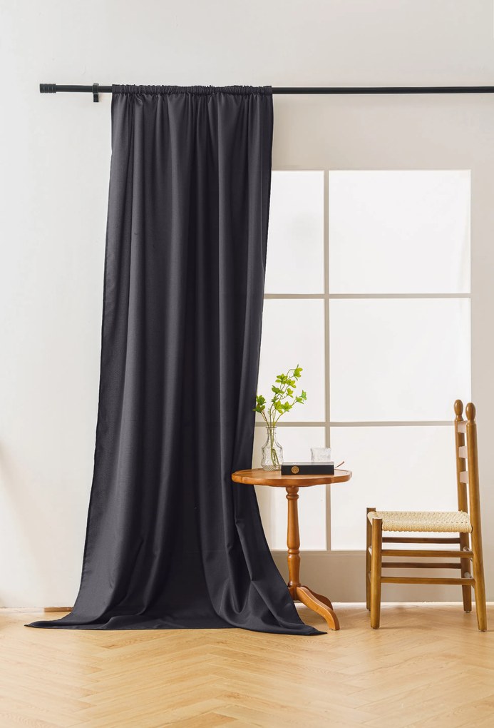 Ciemnoszara zasłona OXFORD 140x250 cm Zawieszanie: Taśma z wiązaniami
