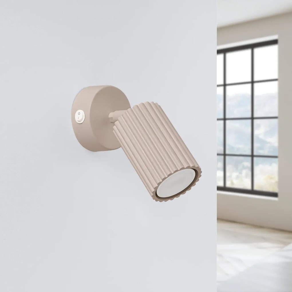 Kinkiet KARBON taupe ryflowany z włącznikiem SOLLUX  LIGHTING