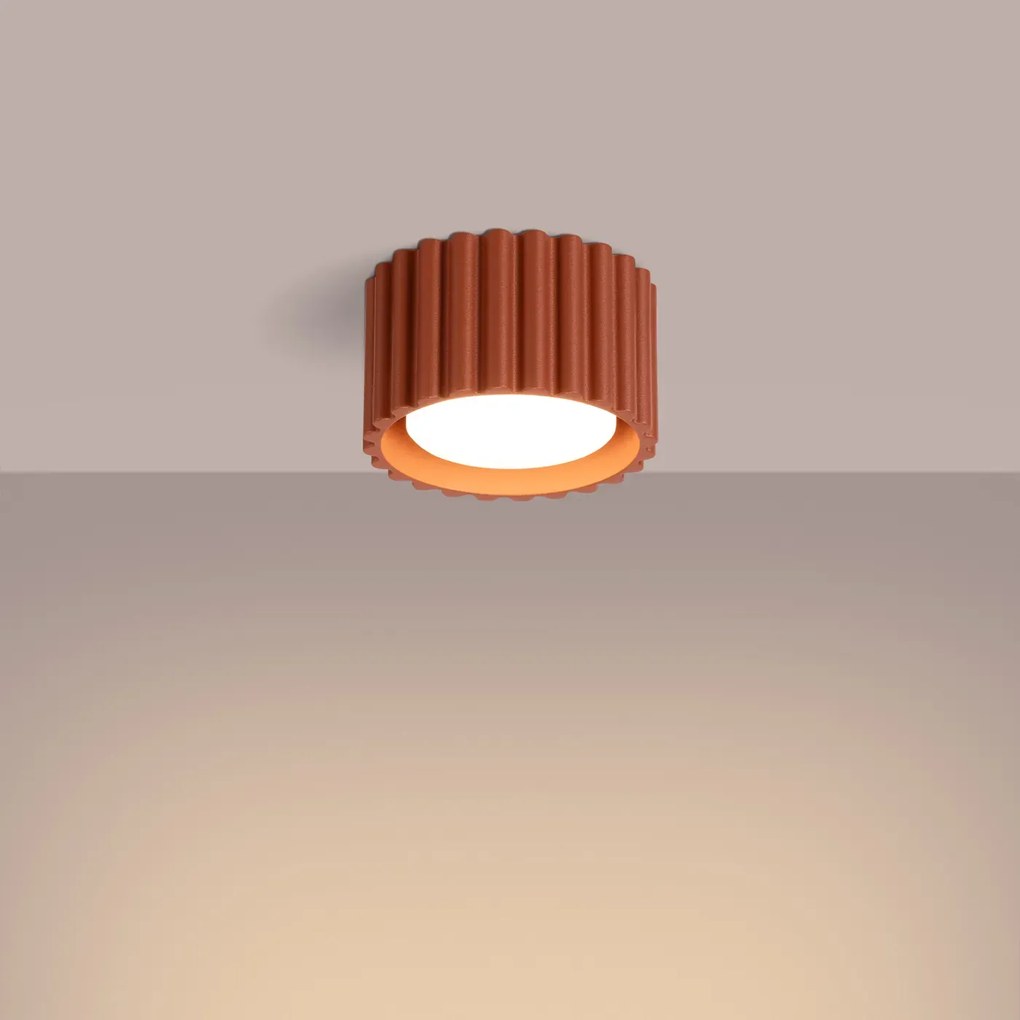 Plafon AURA 1 ochra czerwona GX53 ryflowany SOLLUX  LIGHTING