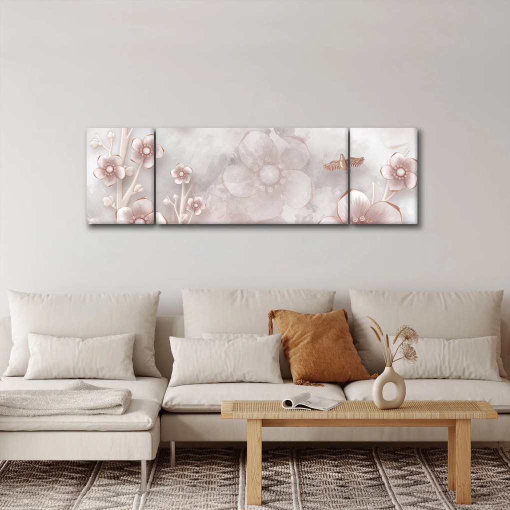 Obraz - Różowe kwiaty (170x50 cm)