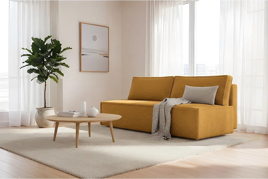 Sofa Kanapa LUNA z funkcją spania kolor musztardowa