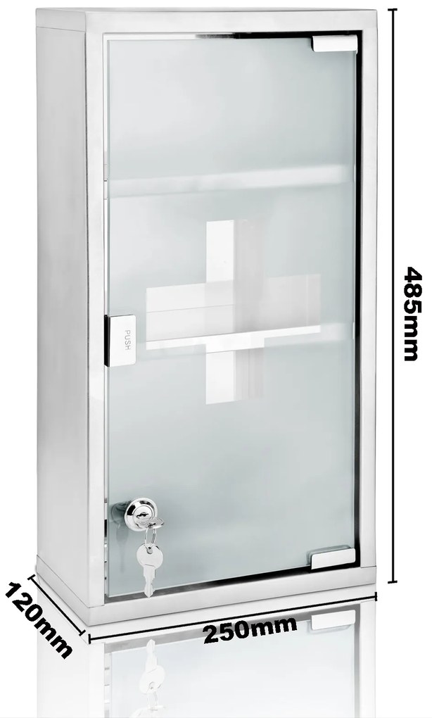 Apteczka SAVE, 25x12x48,5cm, srebrna Monzana