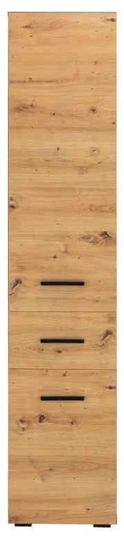 Wysoka wąska szafka łazienkowa w dekorze dębu 180x35 cm Malika – Støraa