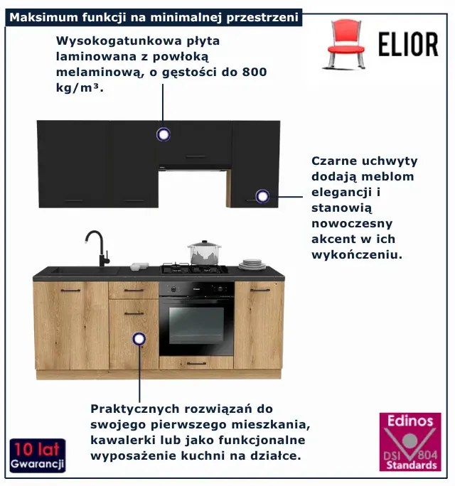 Zestaw mebli kuchennych czarny + dąb evoke C7-W61
