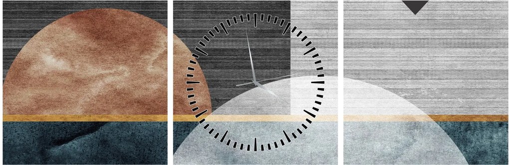 Obraz - Kształty i tekstury (z zegarem) (90x30 cm)